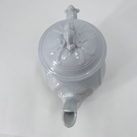 Antique Victorian White Ironstone China Teapot Cottage Farmhouse Decor - Picture 5 of 14